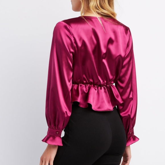 Satin Peplum Top + Charlotte Russe - Picture 3 of 8